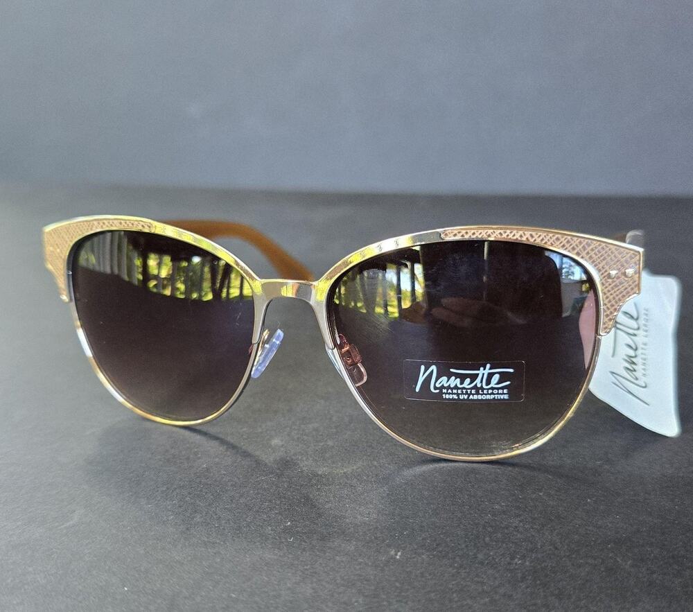 Nanette Nanette Lepore Sunglasses Womens Gold Brown Cat Eye Gradient UV